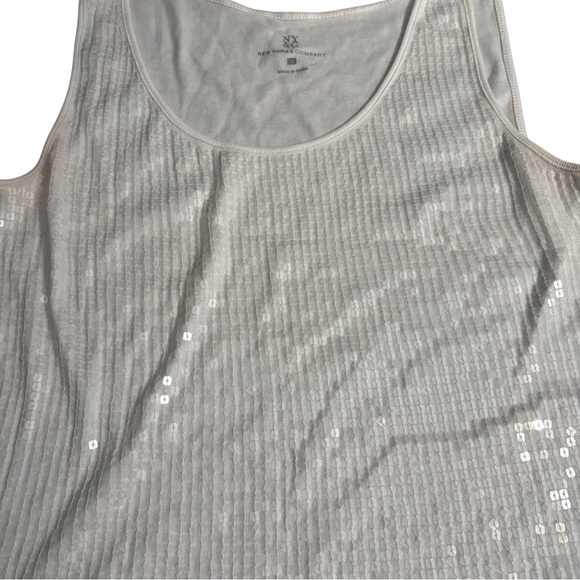 New York & Company Tops - New York & Company White Ribbed Sequin Tank Top